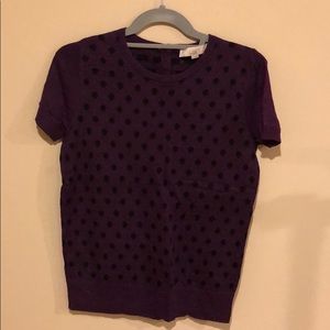 Loft maroon and black polka dot top. Size M.